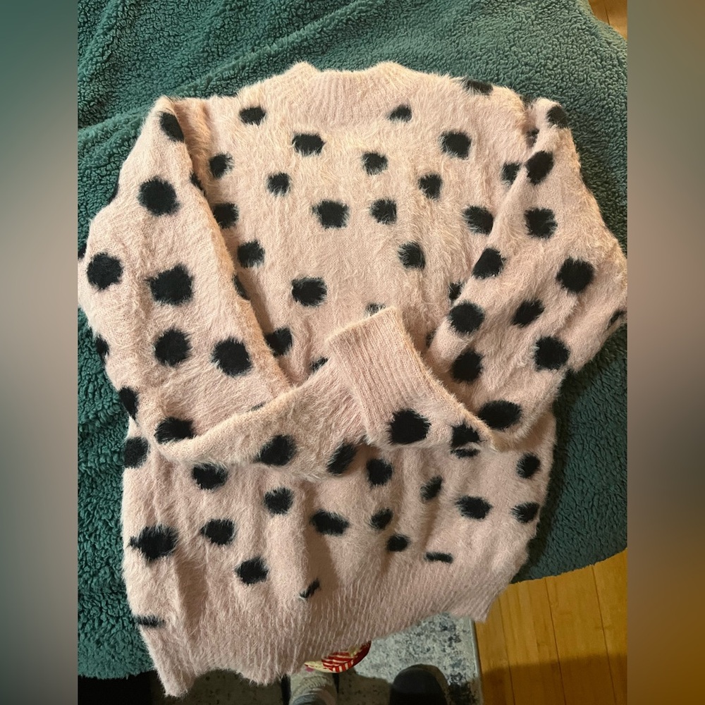 Pink & Black Reversible Fuzzy Sweater Violet Romance Size 6